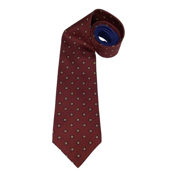 Vintage Tommy Hilfiger Silk Tie‎ Red & Blue Diamond / Square Pattern - 58" - Picture 1 of 3
